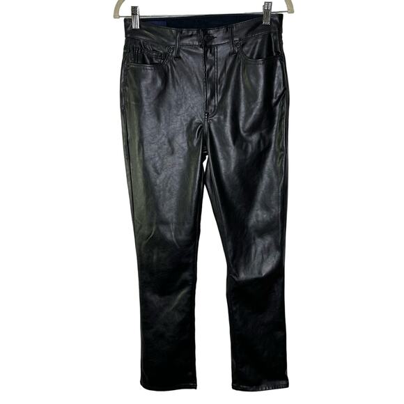 Gap‎ Women's 28 High Rise Vegan Leather Vintage Slim Pants Black Regular EUC - Picture 1 of 4